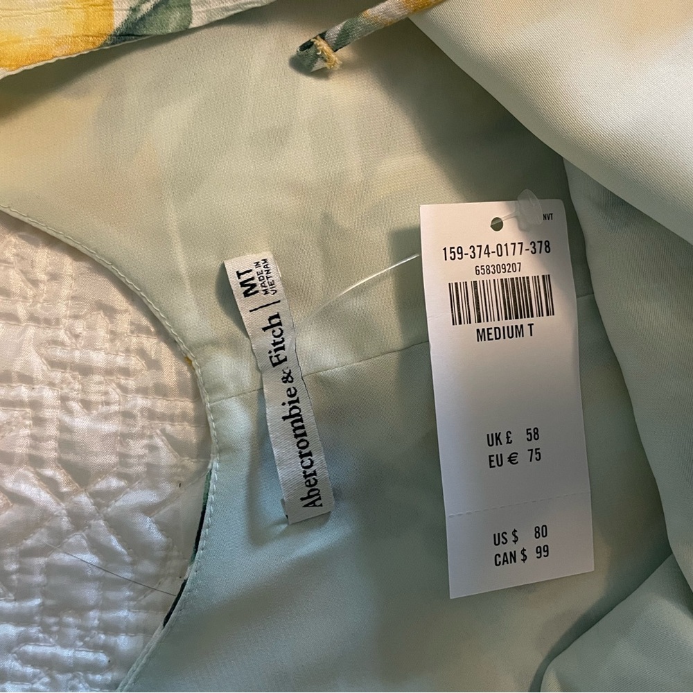 Abercrombie & Fitch Yellow Lemon Print Mini Dress - Picture 3 of 3